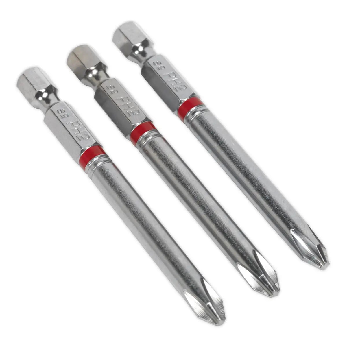 Sealey Screwdriver Bits Colour Coded S2 Steel 3 Pack Pozi Phillips Slotted 25mm 75mm