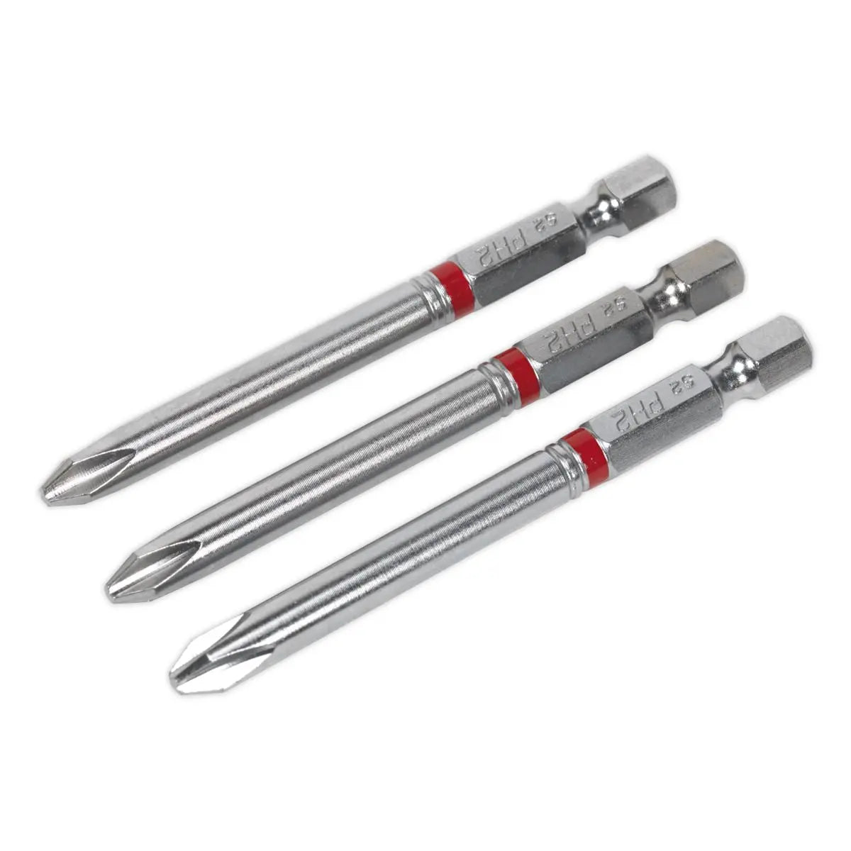 Sealey Screwdriver Bits Colour Coded S2 Steel 3 Pack Pozi Phillips Slotted 25mm 75mm