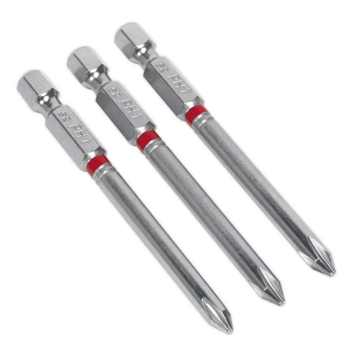 Sealey Screwdriver Bits Colour Coded S2 Steel 3 Pack Pozi Phillips Slotted 25mm 75mm