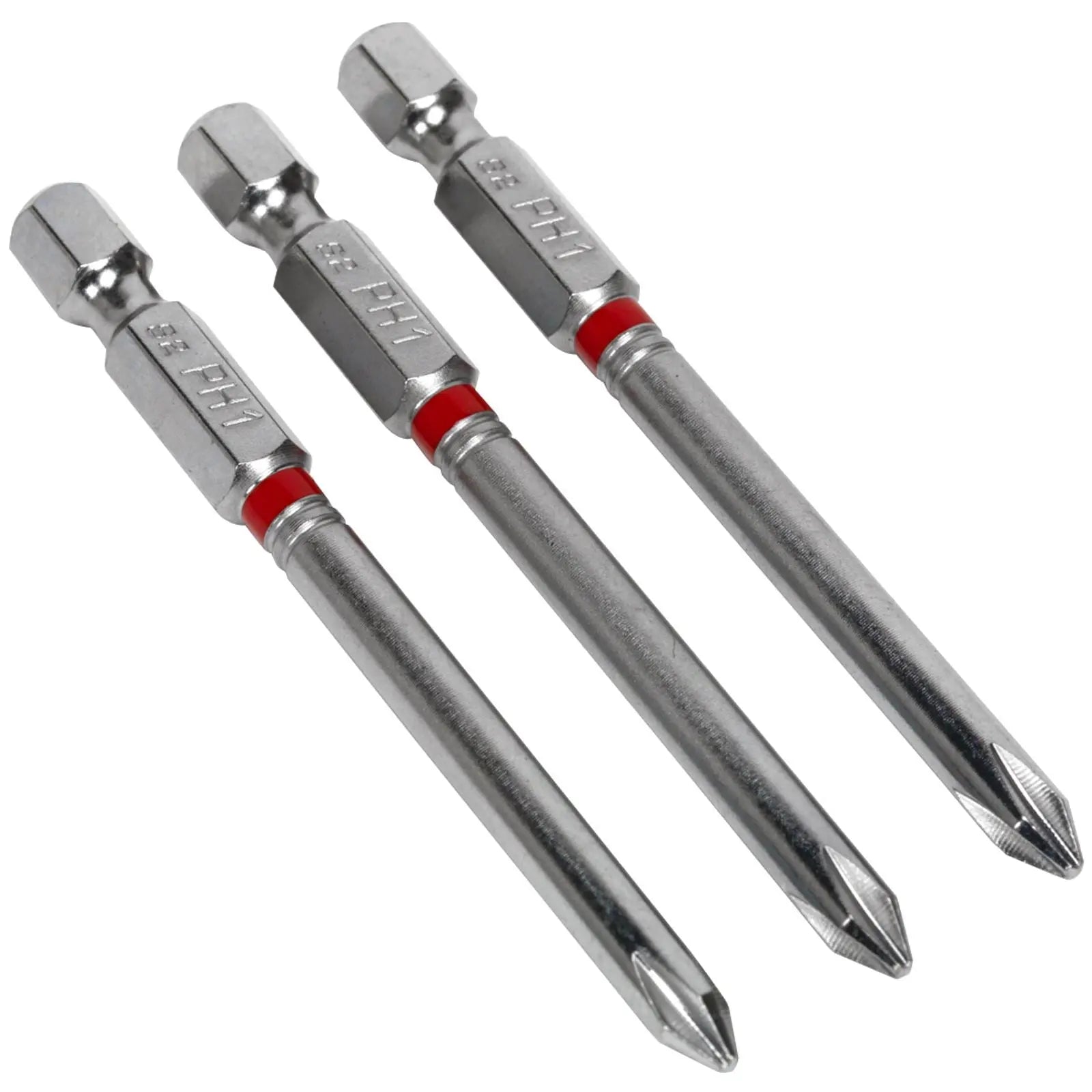 Sealey Screwdriver Bits Colour Coded S2 Steel 3 Pack Pozi Phillips Slotted 25mm 75mm