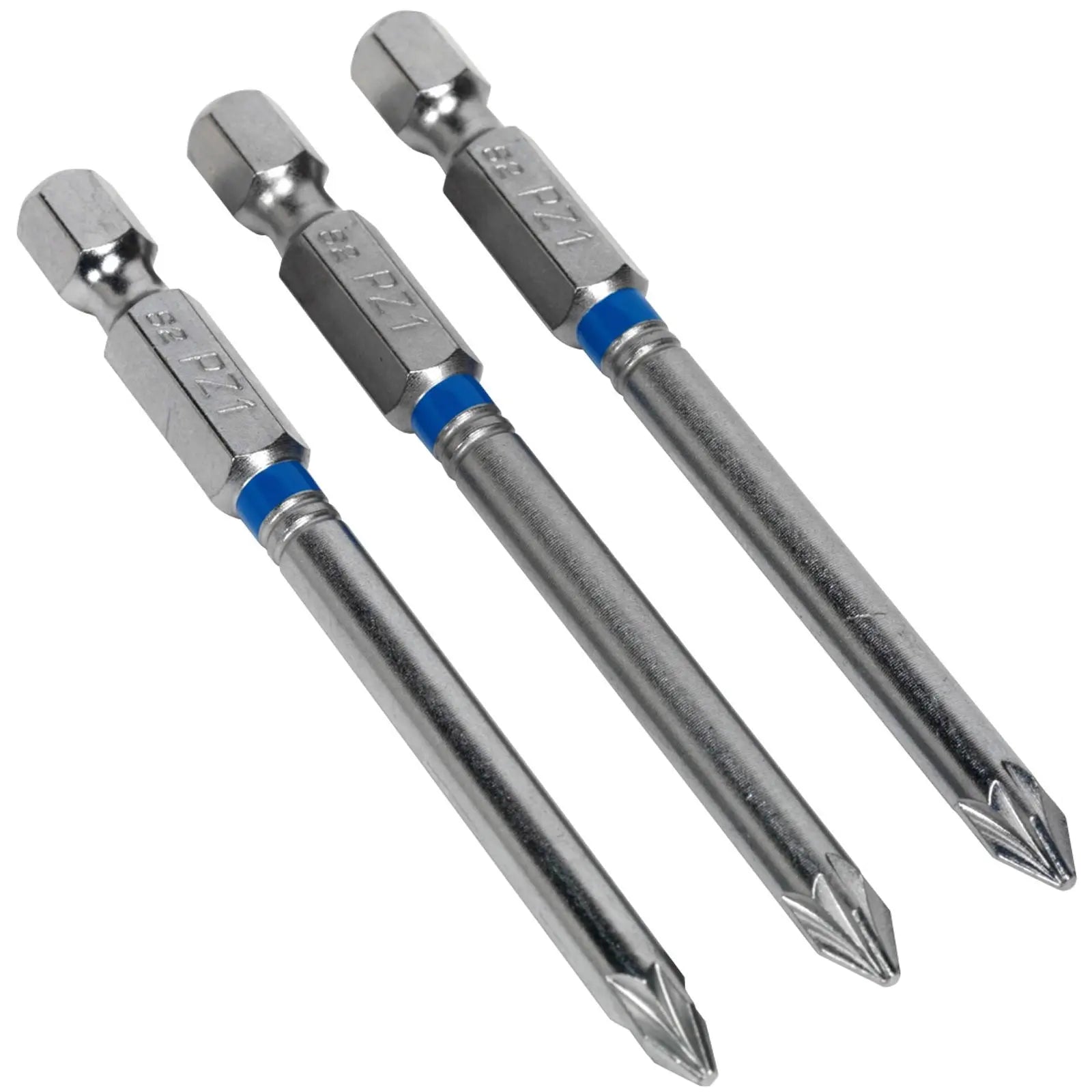 Sealey Screwdriver Bits Colour Coded S2 Steel 3 Pack Pozi Phillips Slotted 25mm 75mm