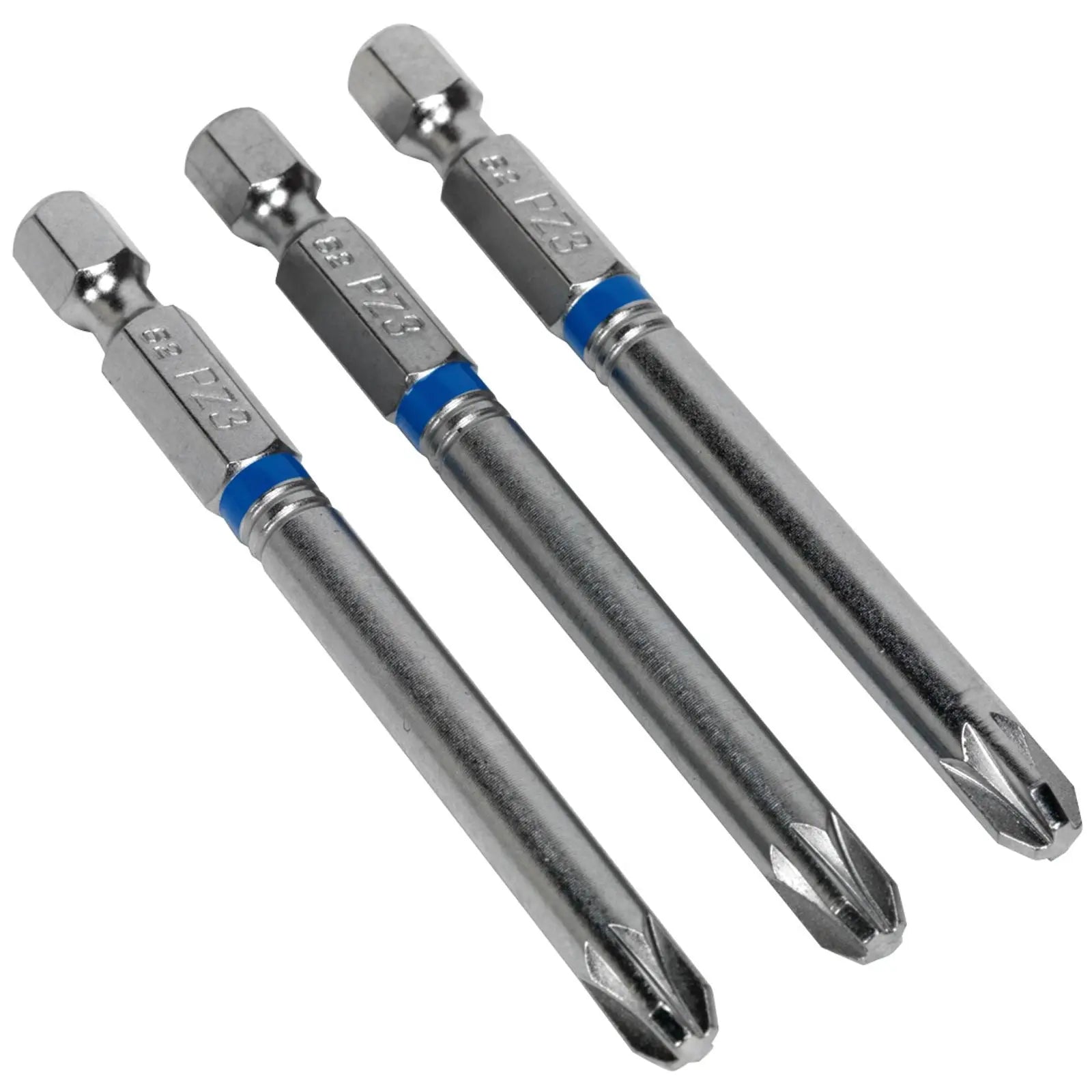 Sealey Screwdriver Bits Colour Coded S2 Steel 3 Pack Pozi Phillips Slotted 25mm 75mm