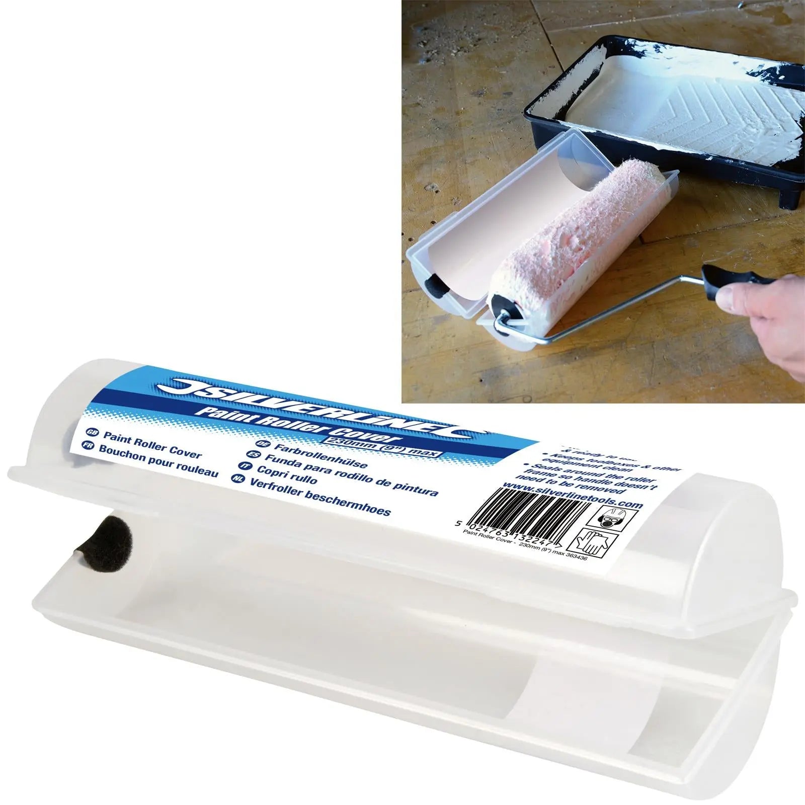 Silverline 230mm (9") Paint Roller Cover Decorating Airtight Seal Cleaner
