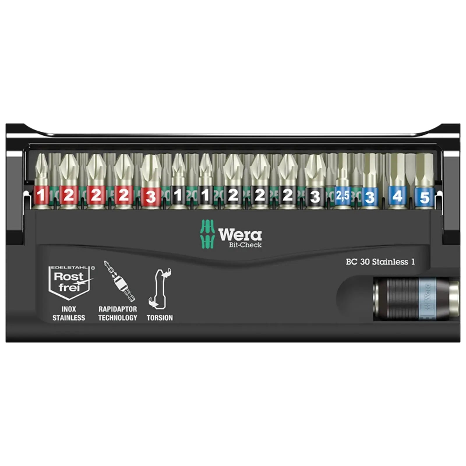Wera Screwdriver Bit Set Bit Check 30 Stainless Steel 1 30 Piece with Bit Holder White Rose Tools