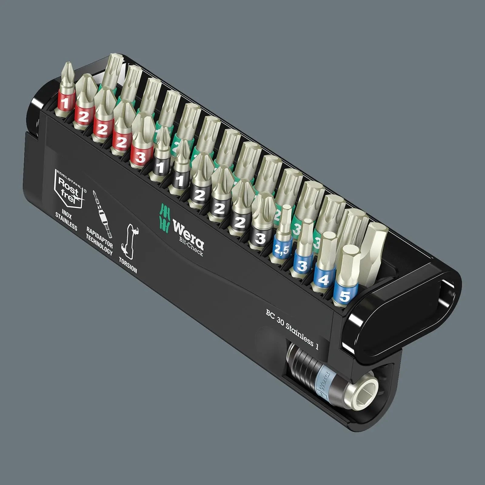 Wera Screwdriver Bit Set Bit Check 30 Stainless Steel 1 30 Piece with Bit Holder White Rose Tools