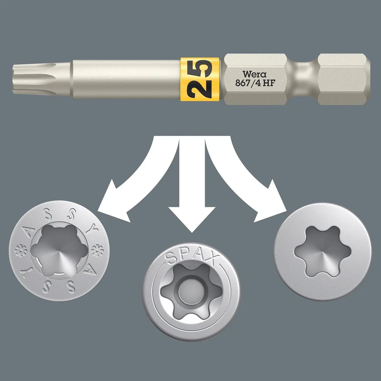 Wera Wood Screwdriver Bits Torx with Holding Function 6 Piece Bit-Check 6 Wood TX HF 1 White Rose Tools
