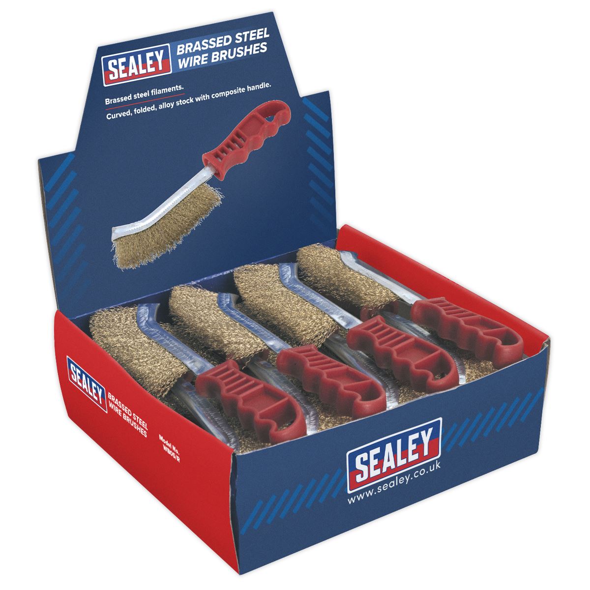 Sealey Wire Brush Brassed Steel Plastic Handle Display Box of 24