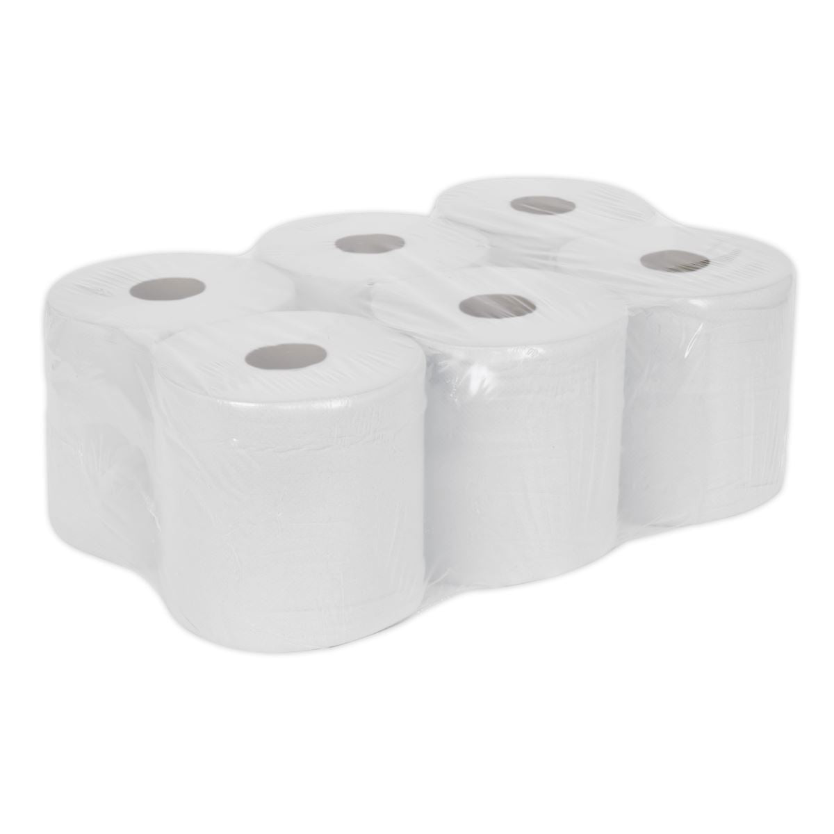 Sealey Paper Roll White 2-Ply Embossed 150m Pack of 6