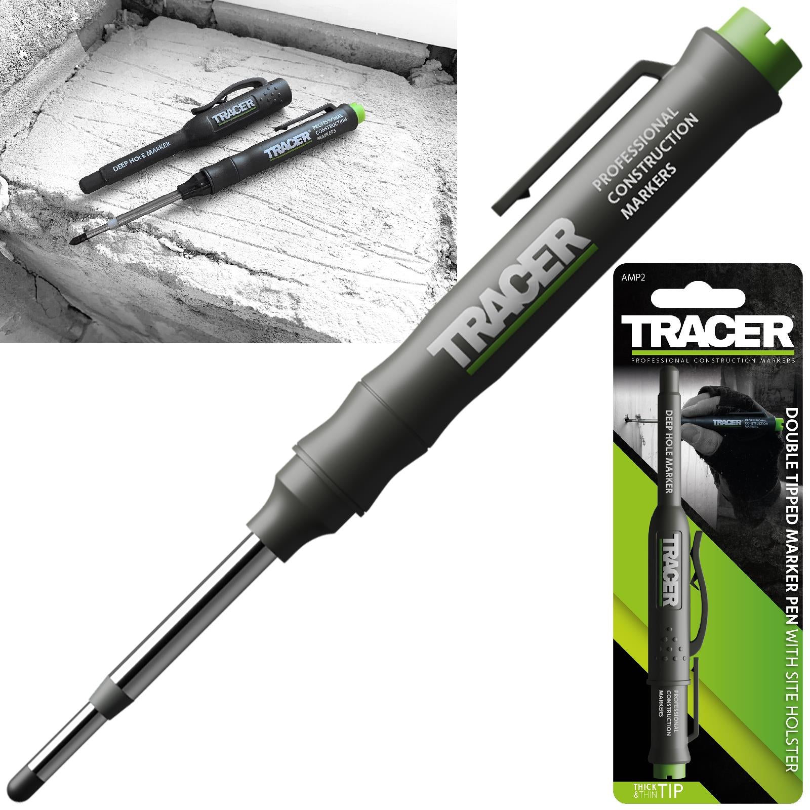 TRACER DOUBLE TIPPED, DEEP HOLE MARKER PEN & SITE HOLSTER - AMP2