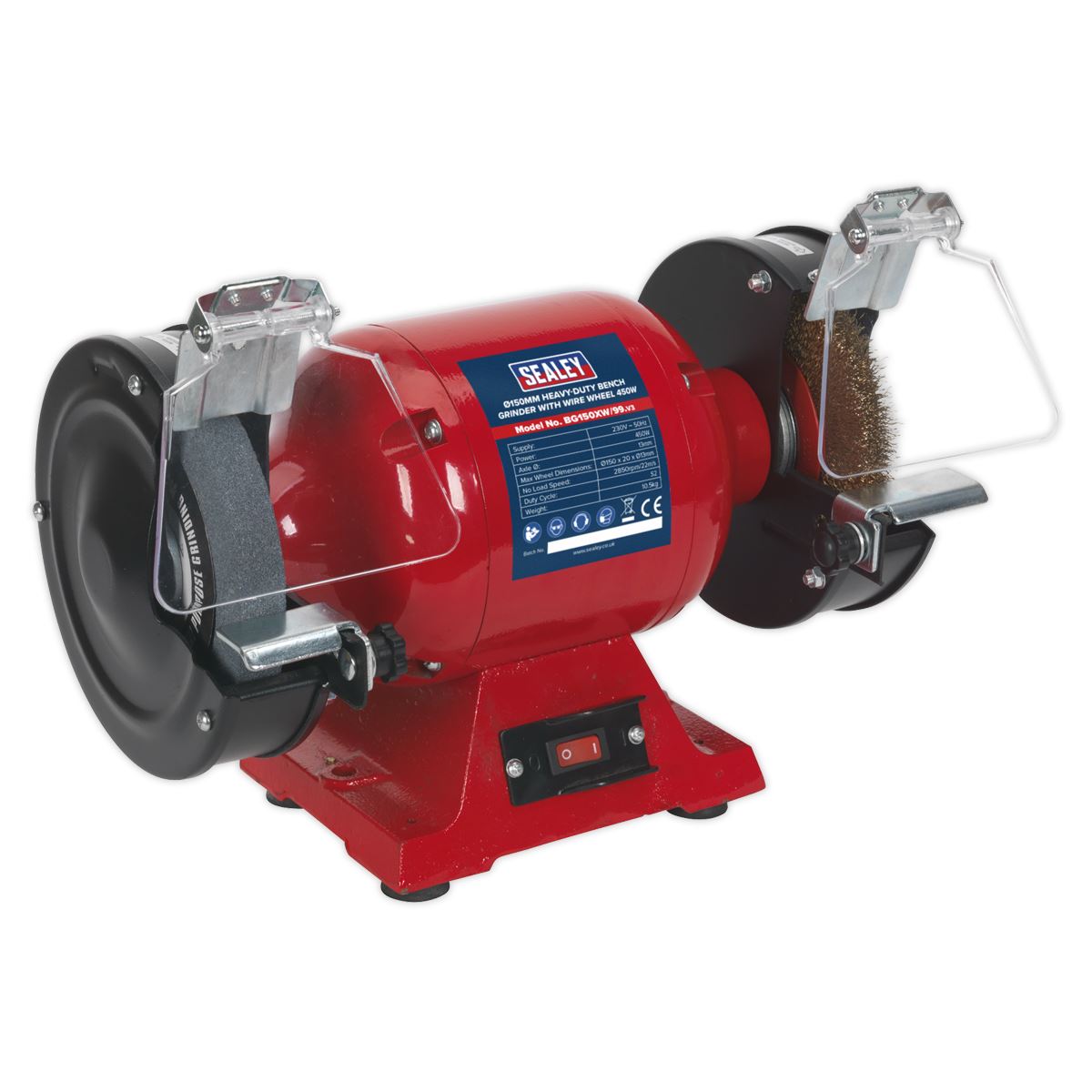 Sealey Bench Grinder Ø150mm with Wire Wheel 450W/230V Heavy-Duty