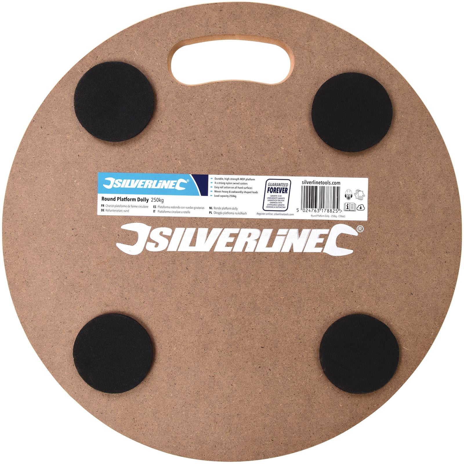 Silverline 250kg Round Platform Dolly 380mm Lifting Handling Furniture Removal