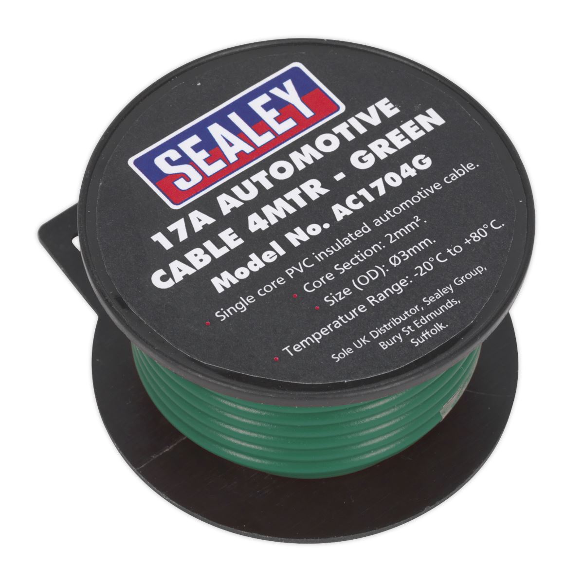 Sealey Automotive Cable Thick Wall 17A 4m Green