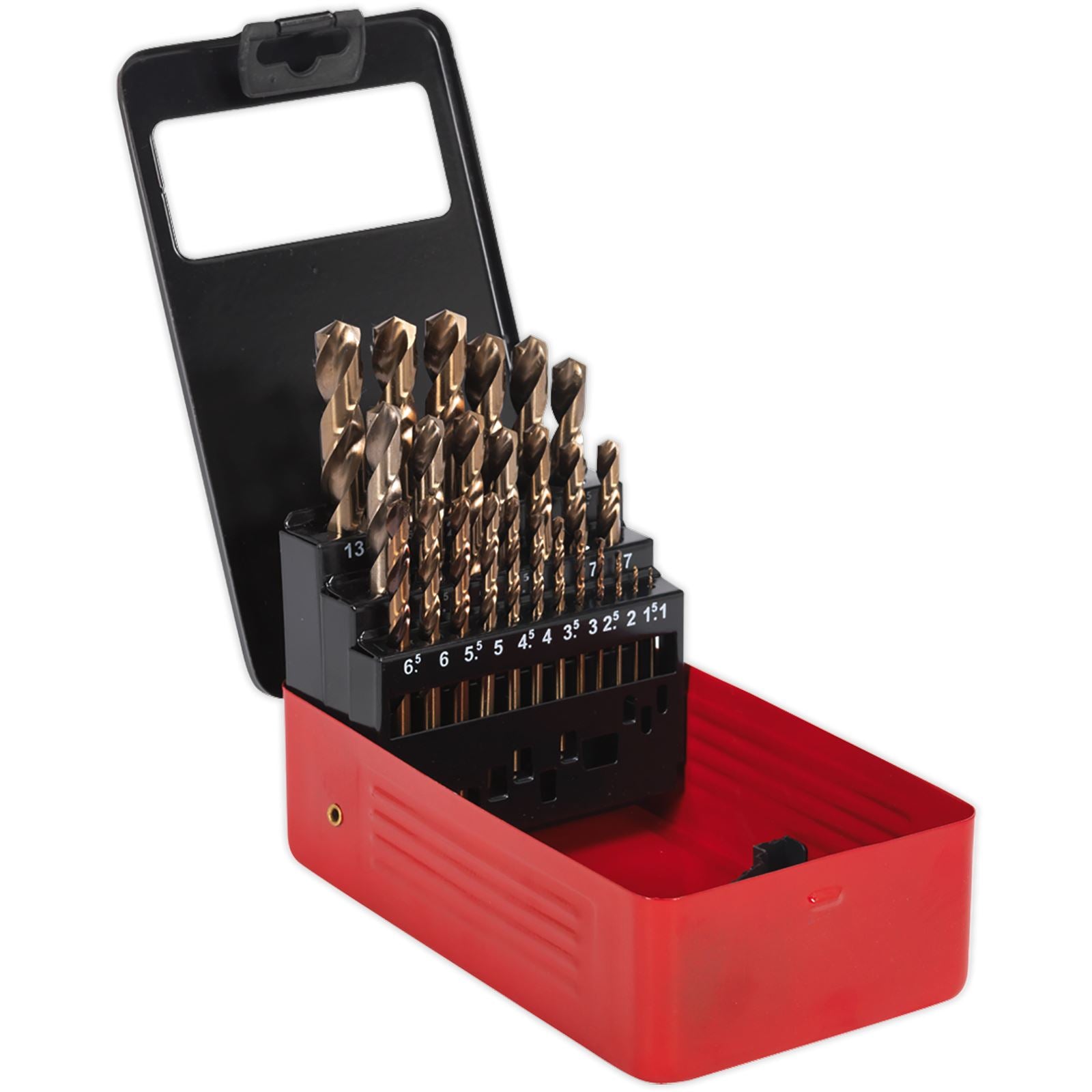 Sealey 25 Piece HSS Cobalt Split Point Fully Ground Drill Bit Set - Metric