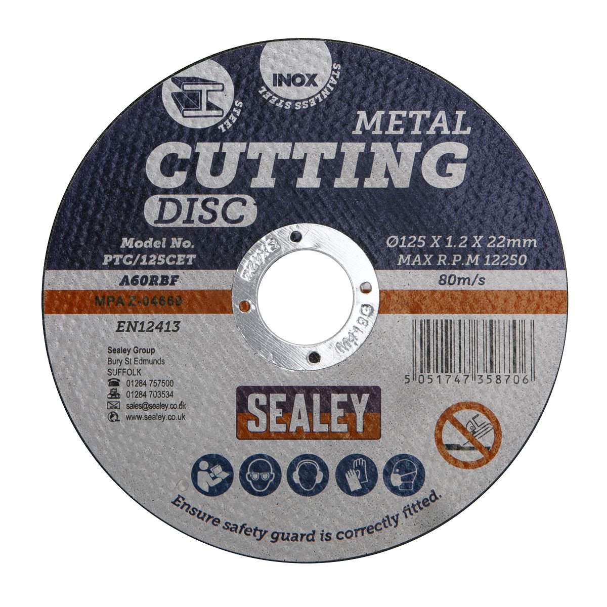Sealey Cutting Disc Ø125 x 1.2mm Ø22mm Bore