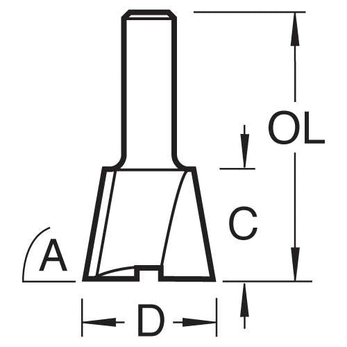 Trend Dovetail Cutter Angle=104 Degrees 12.7mm Diameter C041AX1/4TC