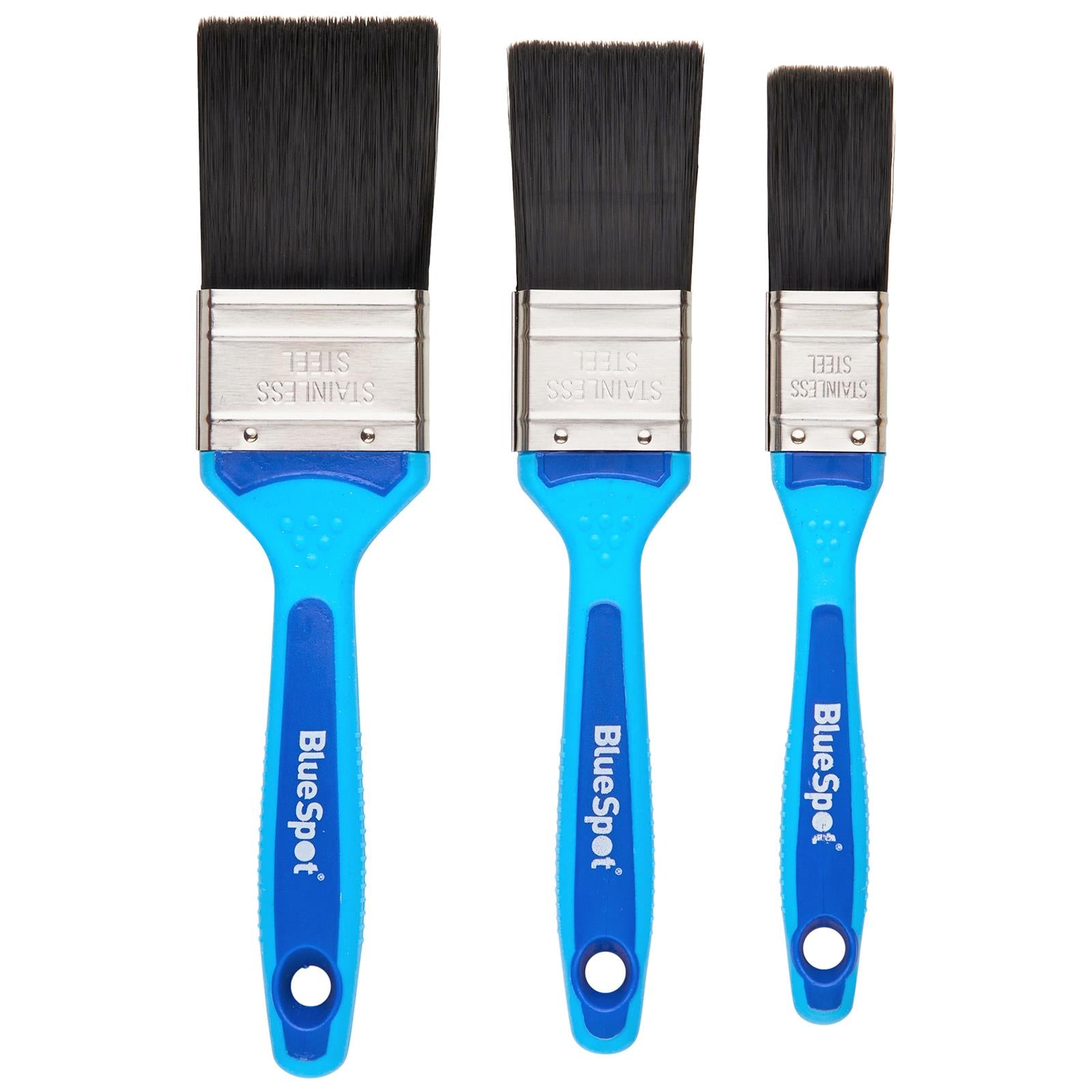 BlueSpot Synthetic Paint Brush Set with Soft Grip Handle 3 Piece 25mm 38mm 50mm