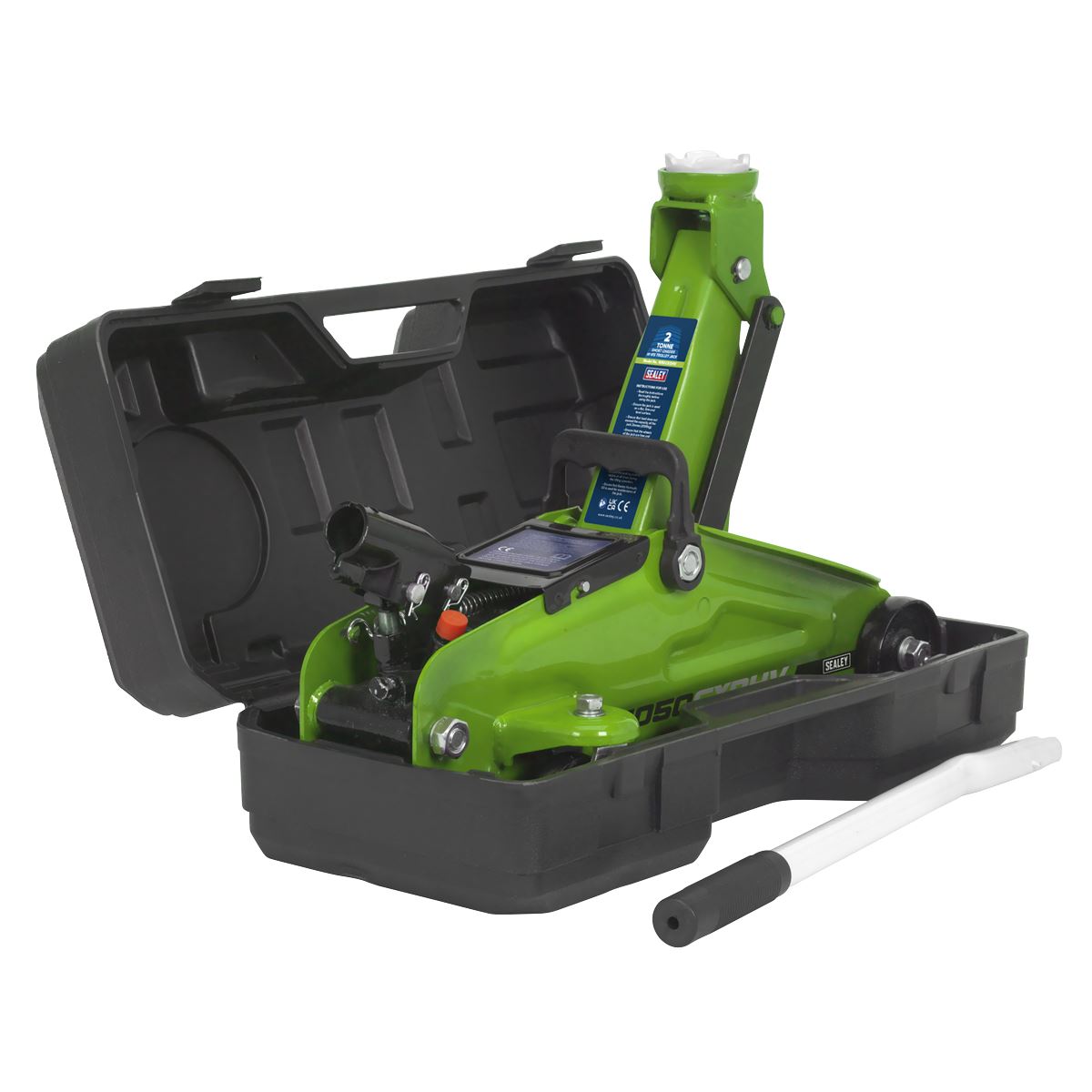 Sealey Short Chassis Trolley Jack with Storage Case 2 Tonne - Green