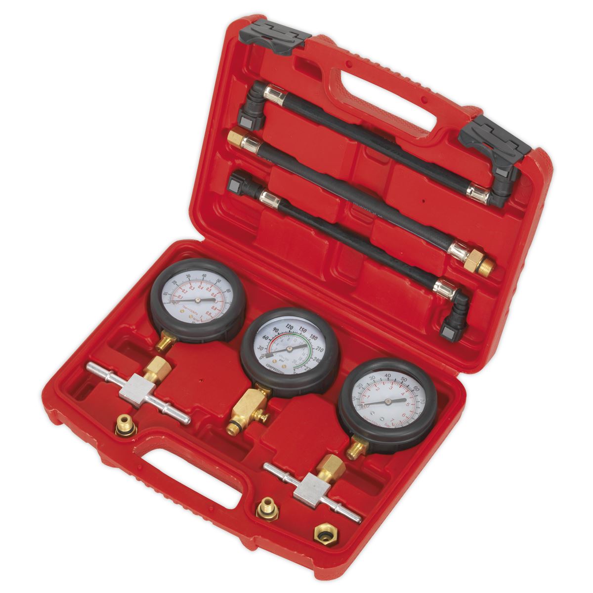 Sealey Motorcycle Compression & Fuel Pressure Gauge Set 3pc