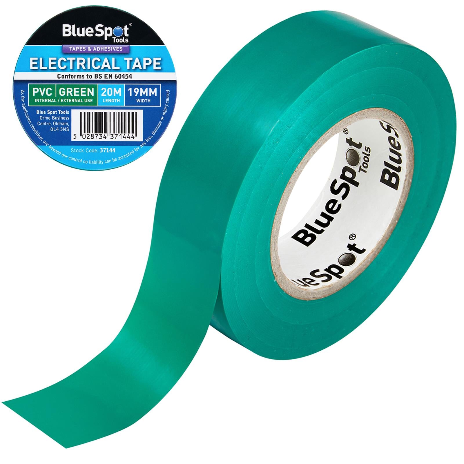 BlueSpot Electrical Insulation Tape Green PVC 19mm x 20m