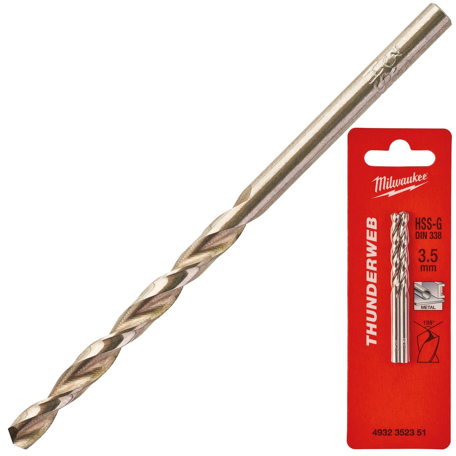 Milwaukee Thunderweb Metal Drill Bits HSS-G Ground DIN338 2 Pack 1.0-4.0mm