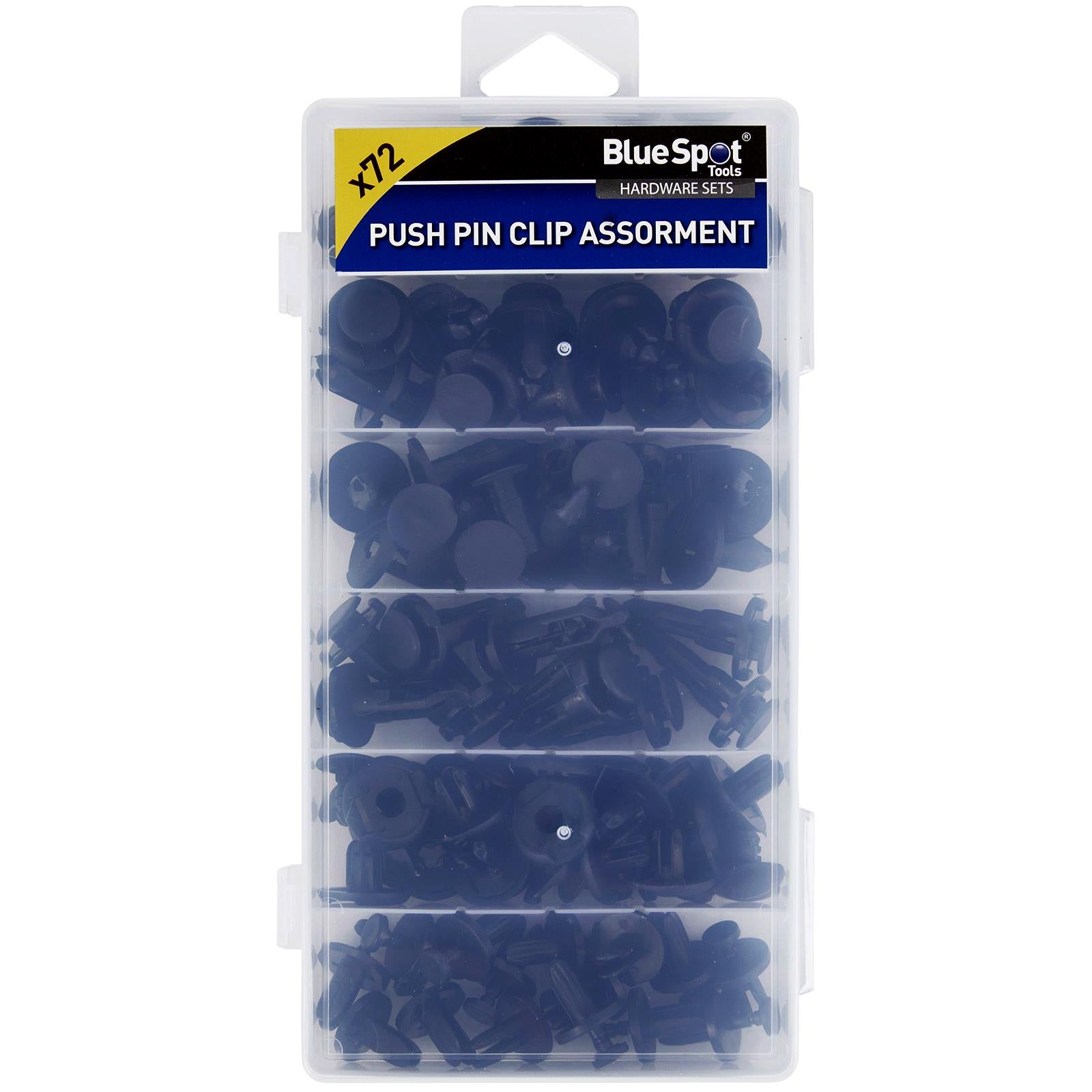 BlueSpot Assorted Push Pin Clips 72pc