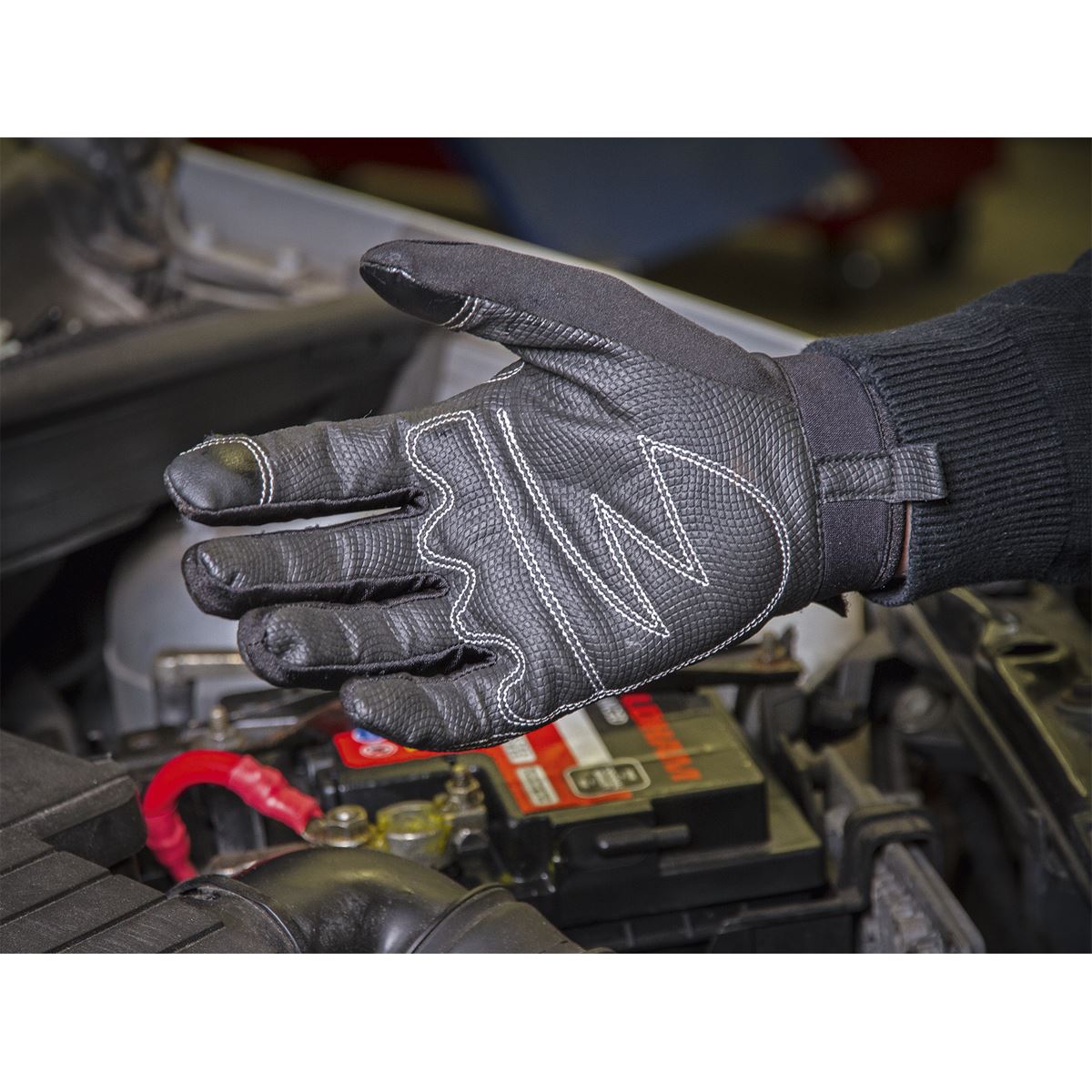 Sealey Premier Mechanic's Gloves Light Palm Tactouch - Large