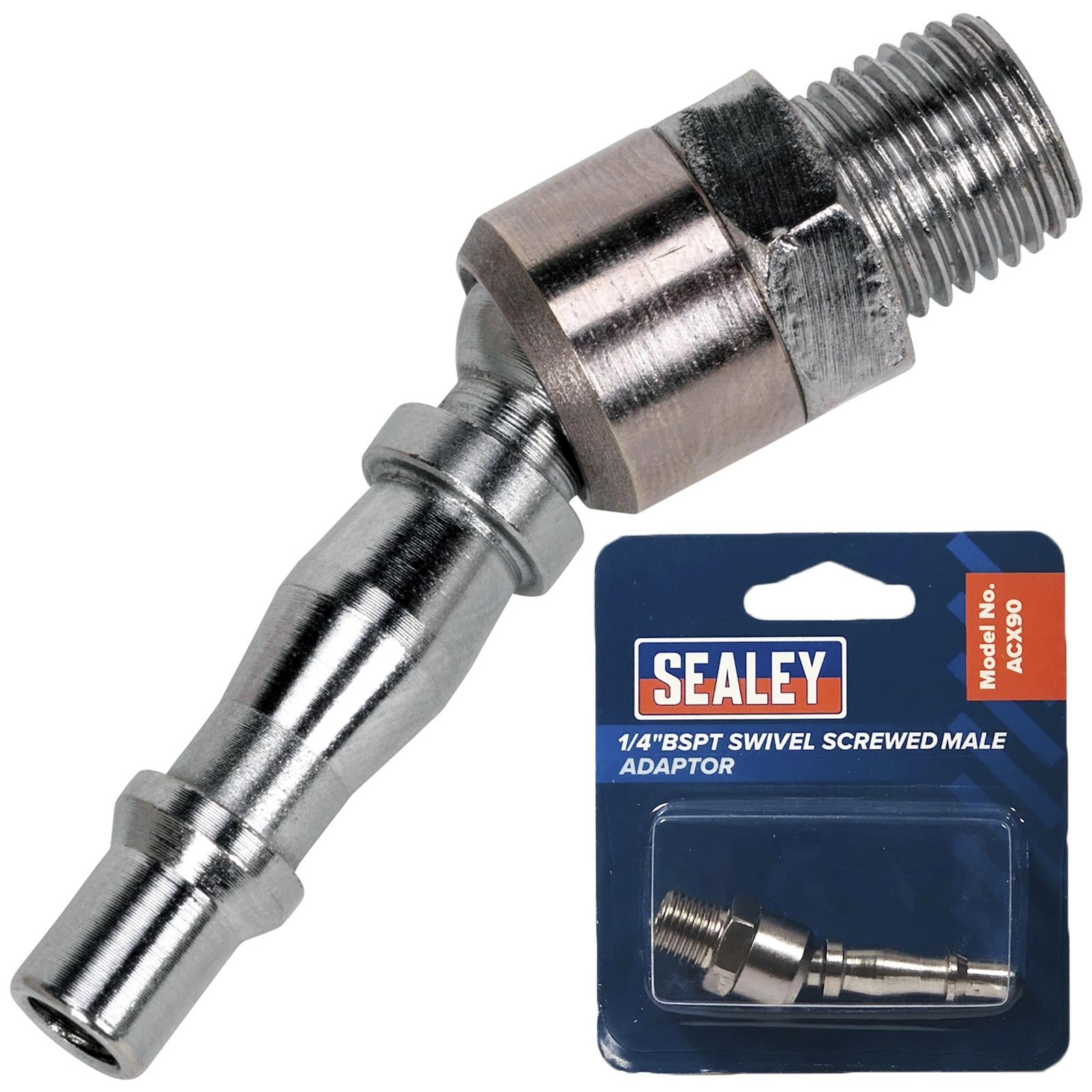 Sealey Screwed Swivel Male Bayonet Adaptor 1/4" BSPT Air Coupler Quick Coupling