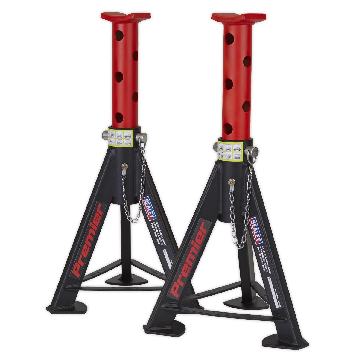 Sealey Premier Premier Axle Stands (Pair) 6 Tonne Capacity per Stand - Red