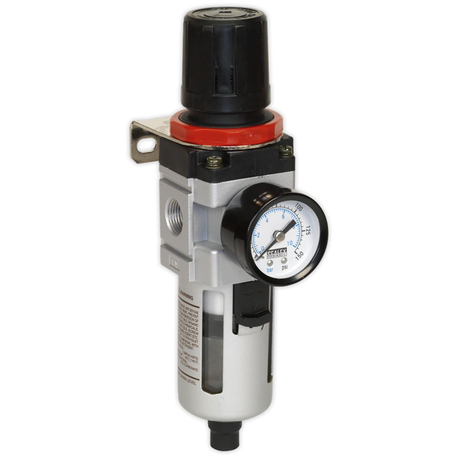 Sealey Air Filter Regulator With Gauge Workshop Air Pressure Drain Tap 3/8" BSP