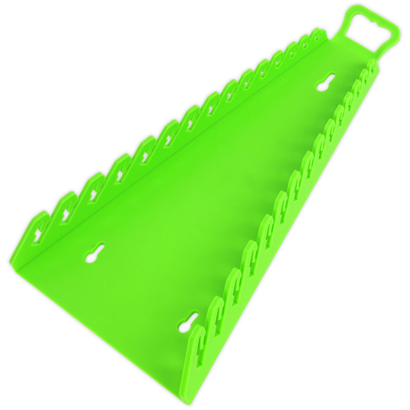 Sealey Premier High Visibility Green Reverse Spanner Rack 15 Capacity Hanging Toolbox