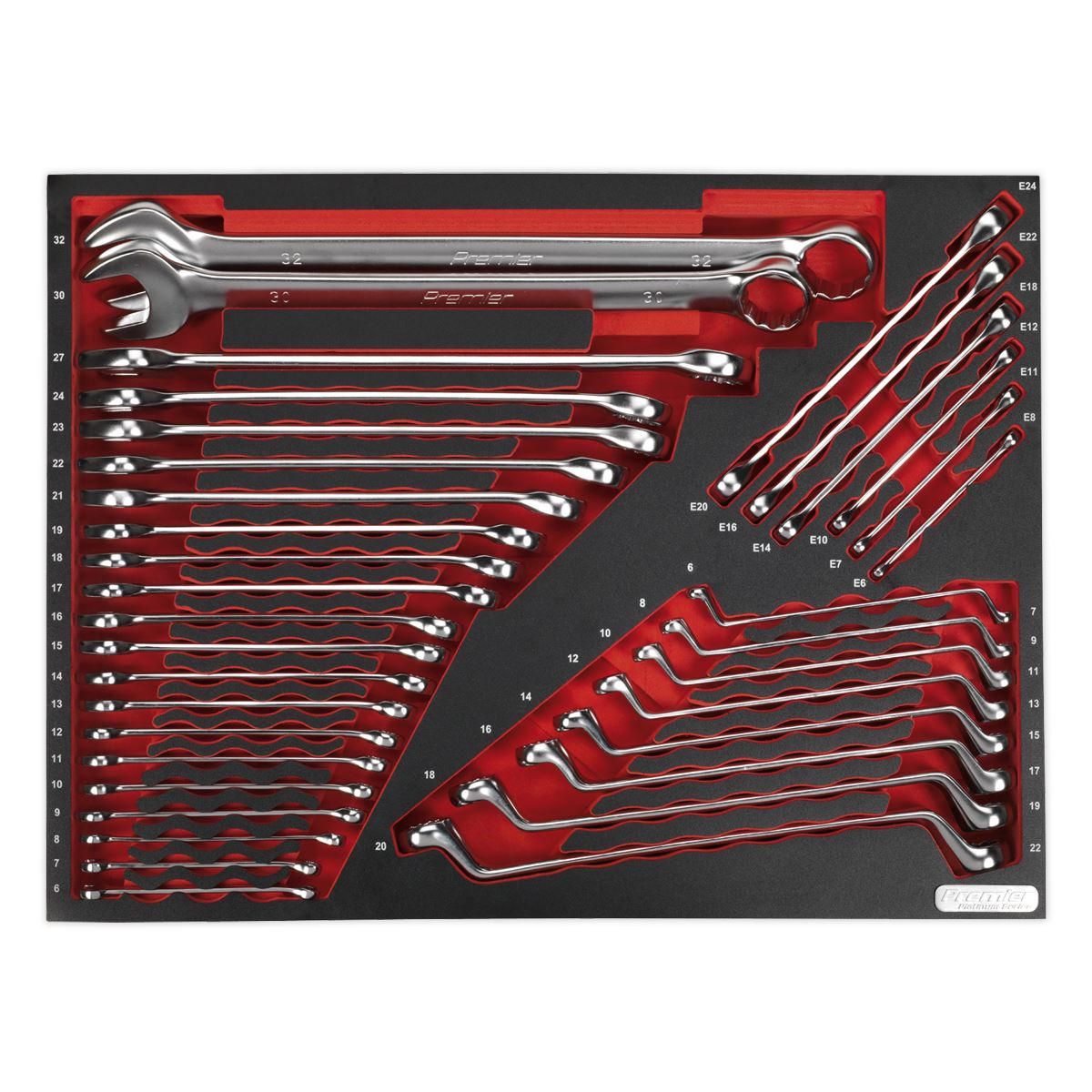 Sealey Premier Platinum Tool Tray with Spanner Set 35pc