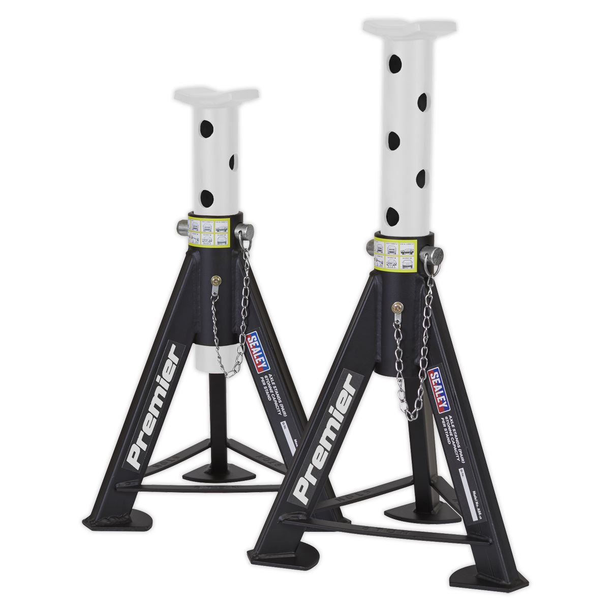 Sealey Premier Premier Axle Stands (Pair) 6 Tonne Capacity per Stand - White