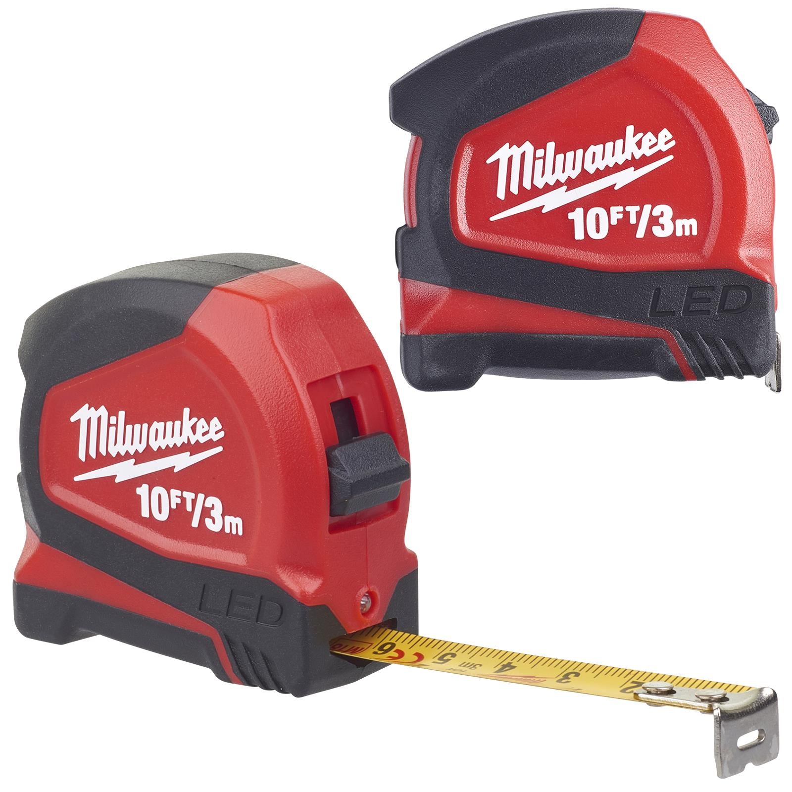 Milwaukee Tape Measure 3m 10ft Metric Imperial with LED Light 12mm Bla