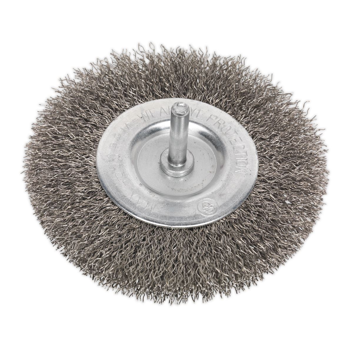 Sealey Crimped Flat Wire Brush Stainless Steel Ø100mm Ø6mm Shaft