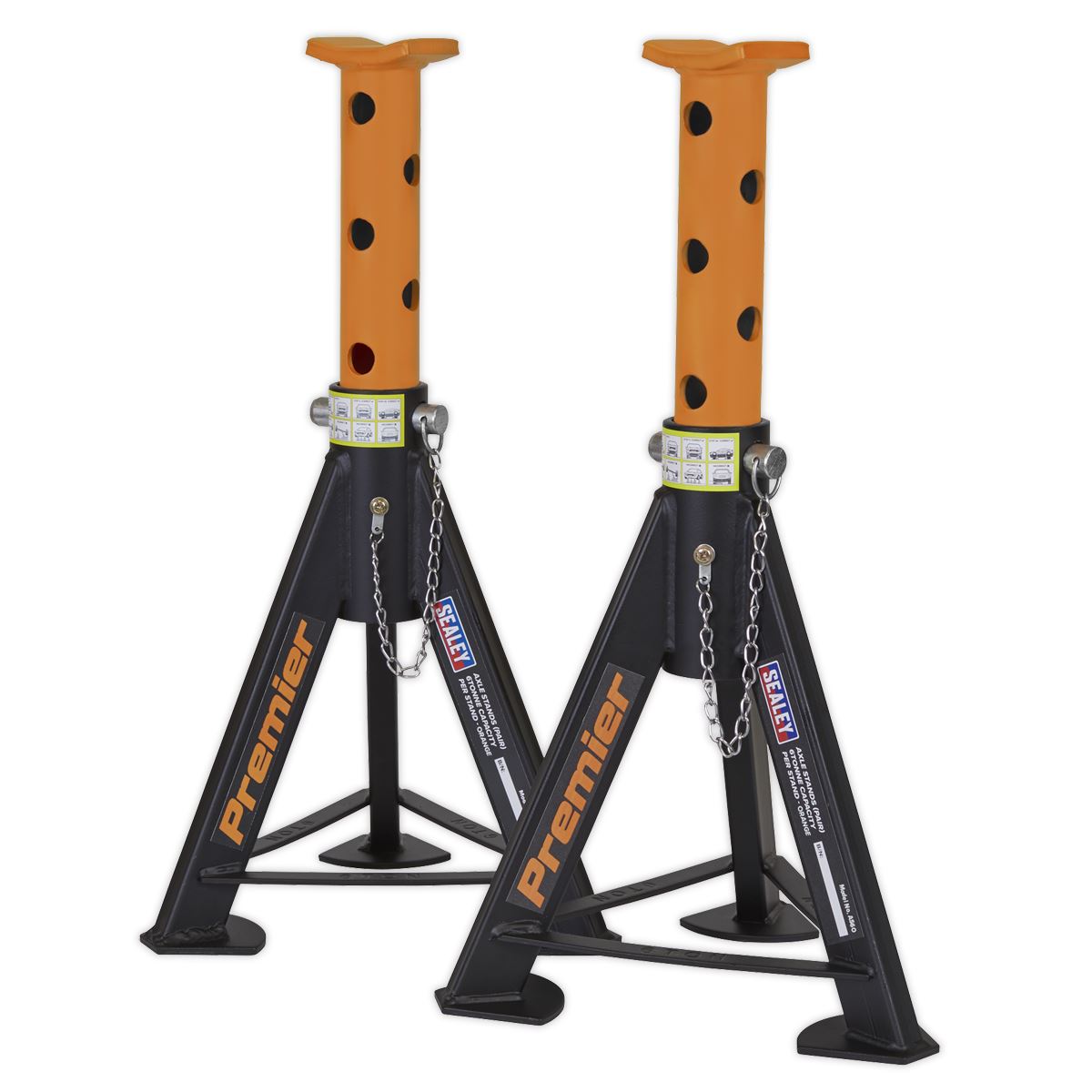 Sealey Premier Premier Axle Stands (Pair) 6 Tonne Capacity per Stand - Orange