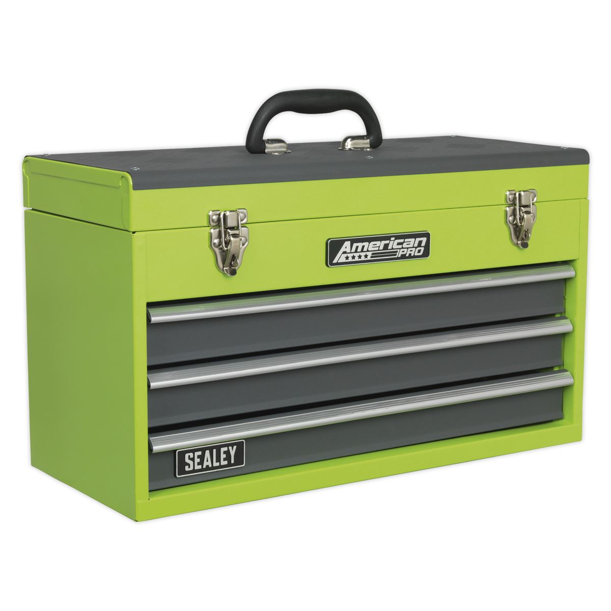 Sealey American Pro Tool Chest 3 Drawer Portable with Ball-Bearing Slides - Green/Grey