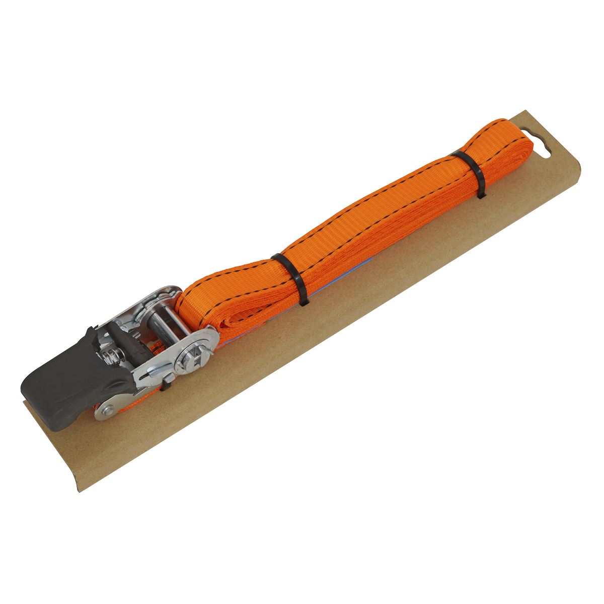 Sealey Ratchet Strap 25mm x 5m Polyester Webbing with Corner Protector 600kg Breaking Strength