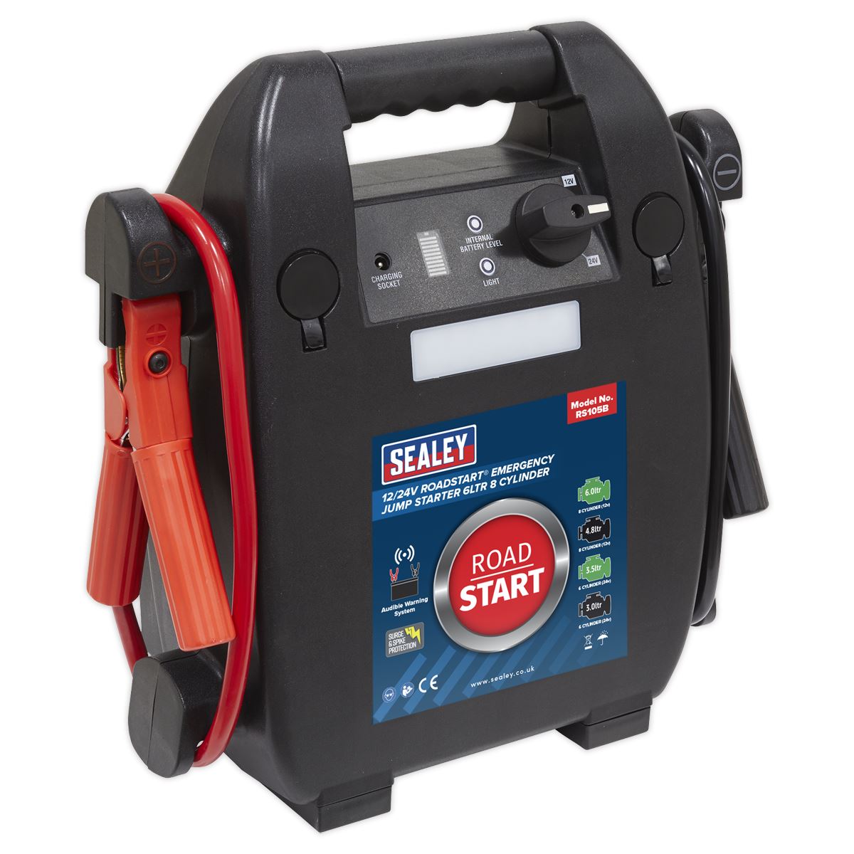 Sealey RoadStart® Emergency Jump Starter 12/24V 6L 8-Cylinder