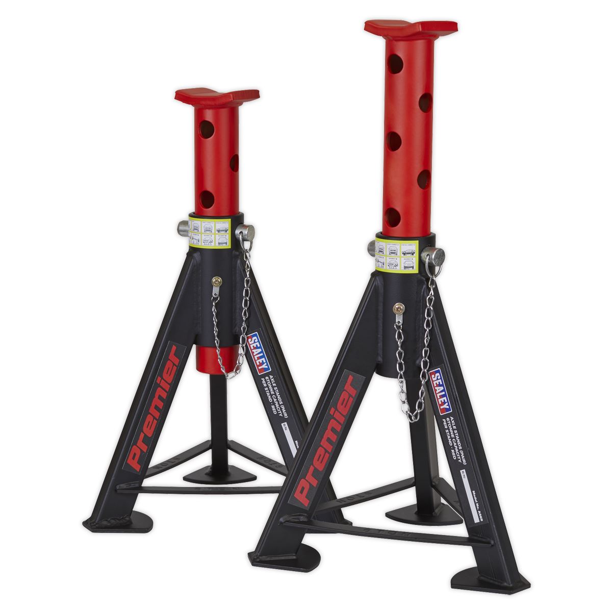 Sealey Premier Premier Axle Stands (Pair) 6 Tonne Capacity per Stand - Red