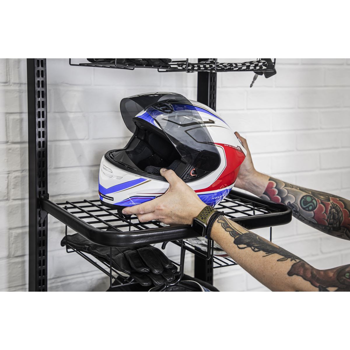 Sealey Motorcycle Helmet & Gear Tidy, Freestanding