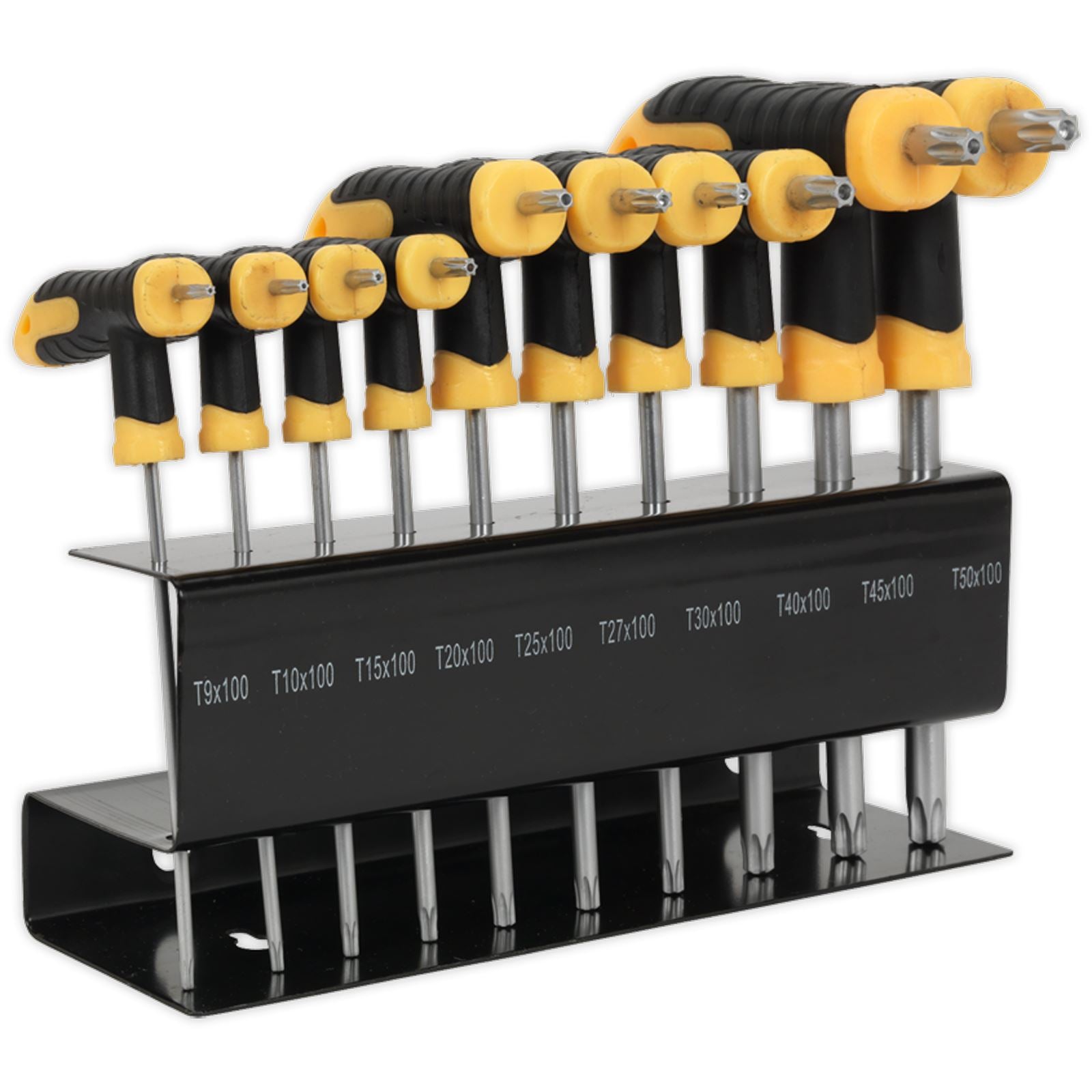 Siegen 10 Piece T-Handle Trx-Star Key Set T9-T50 in Metal Stand Torx Trx