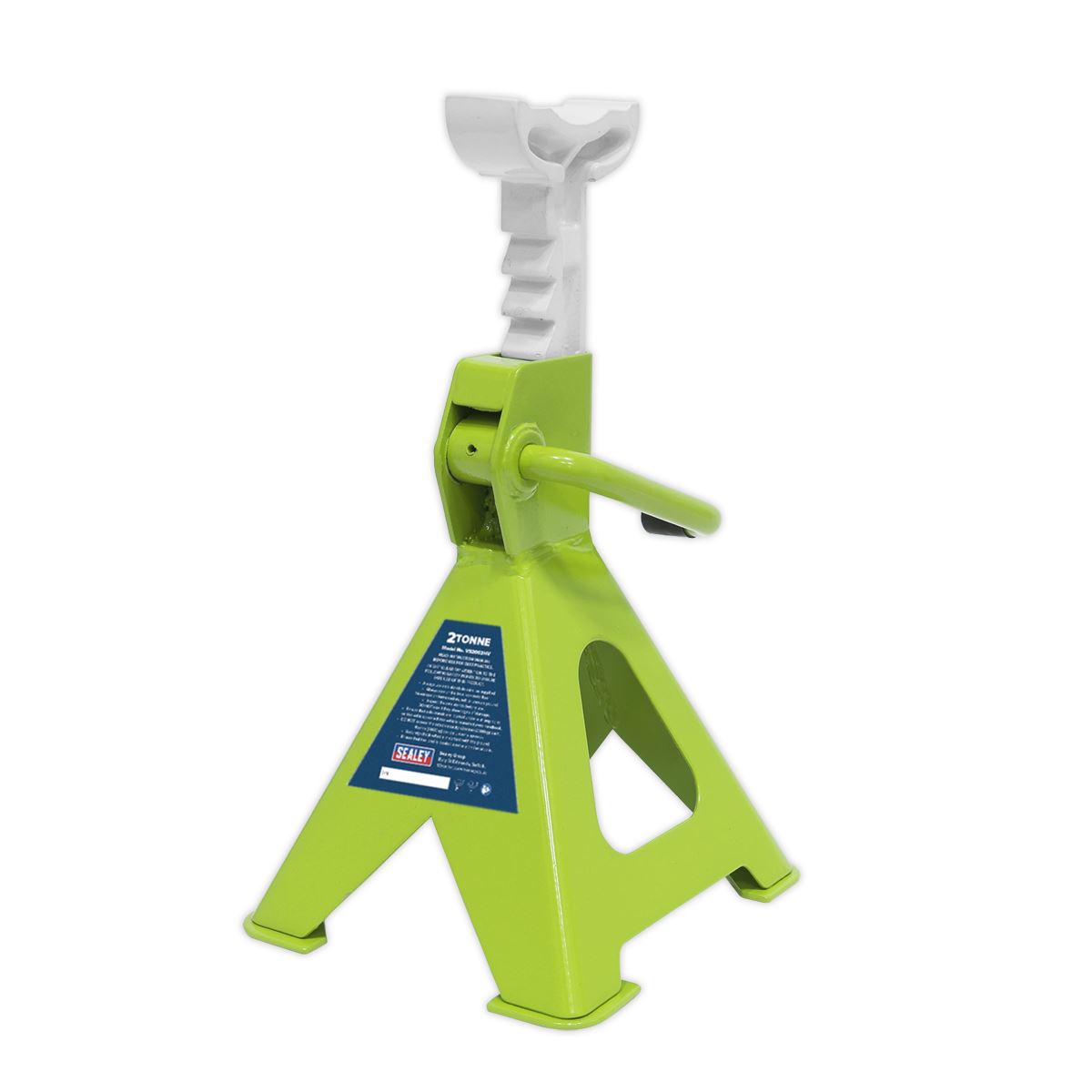 Sealey Ratchet Type Axle Stands (Pair) 2 Tonne Capacity per Stand - Hi-Vis Green