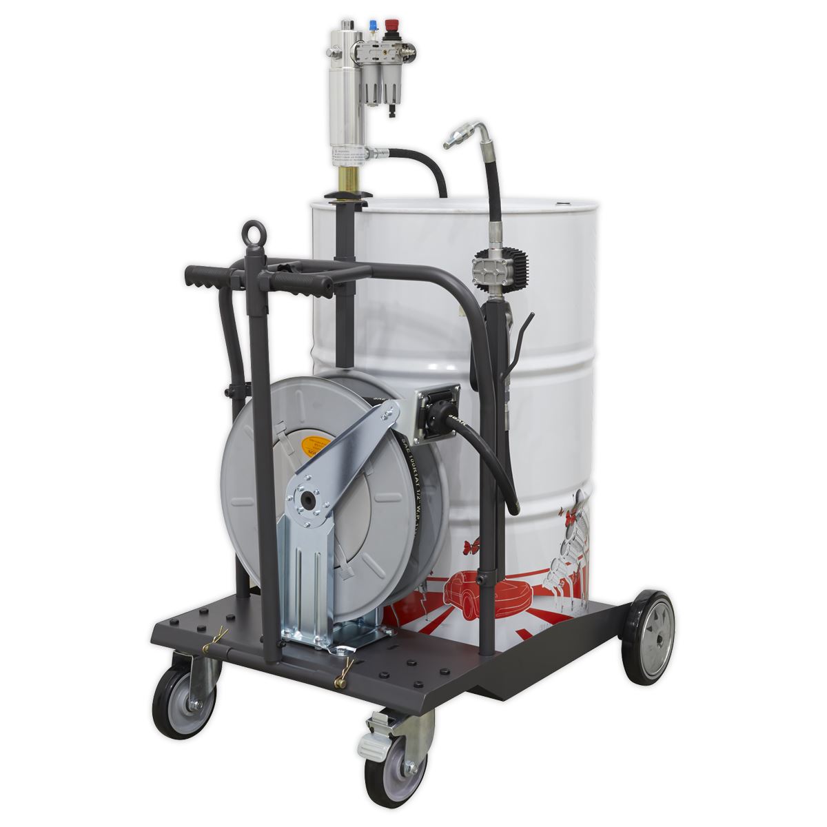 Sealey Oil Dispensing System Air Operated with 10m Retractable Hose Reel