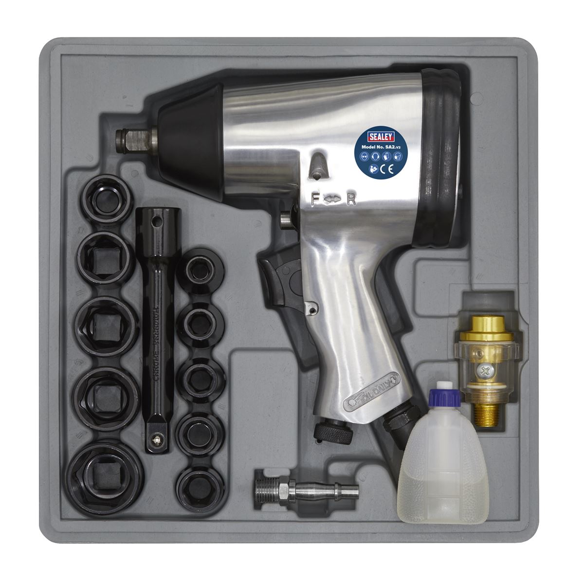 Sealey Air Impact Wrench Kit with Sockets 1/2"Sq Drive