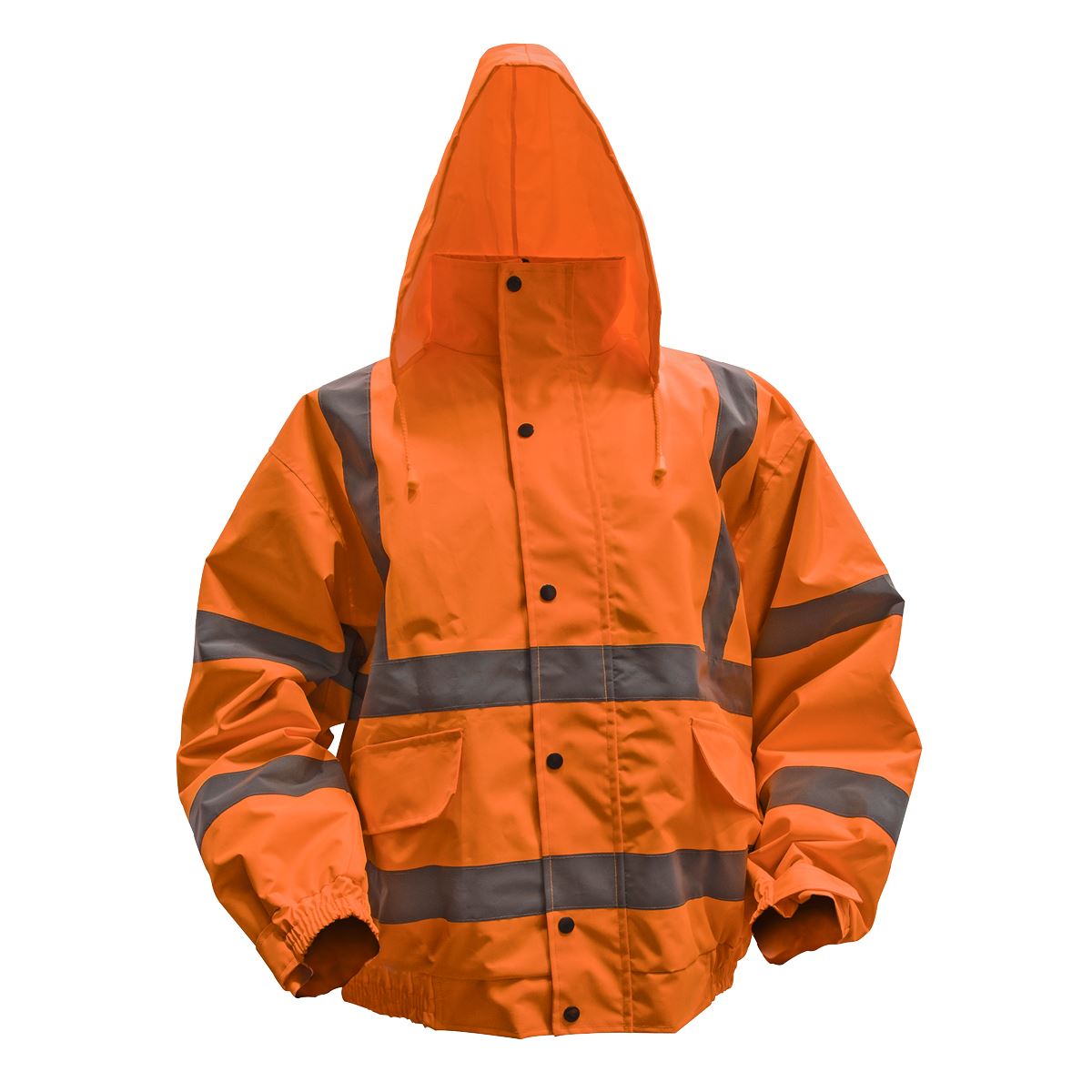 Worksafe by Sealey Hi-Vis Orange Jacket with Quilted Lining & Elasticated Waist - X-Large