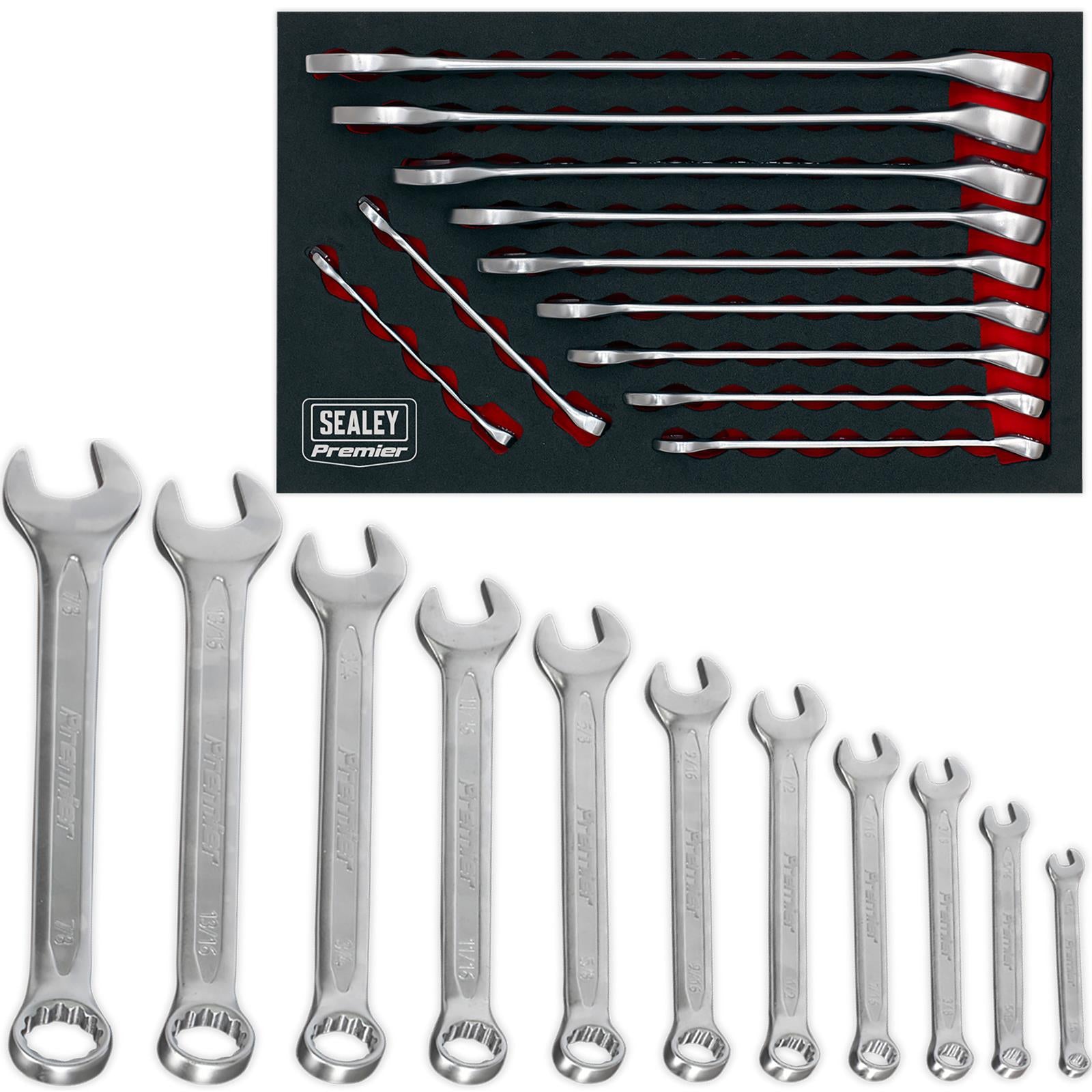 Sealey Premier 11 Piece Cold Stamped Combination Spanner Set Imperial 1/4"-7/8