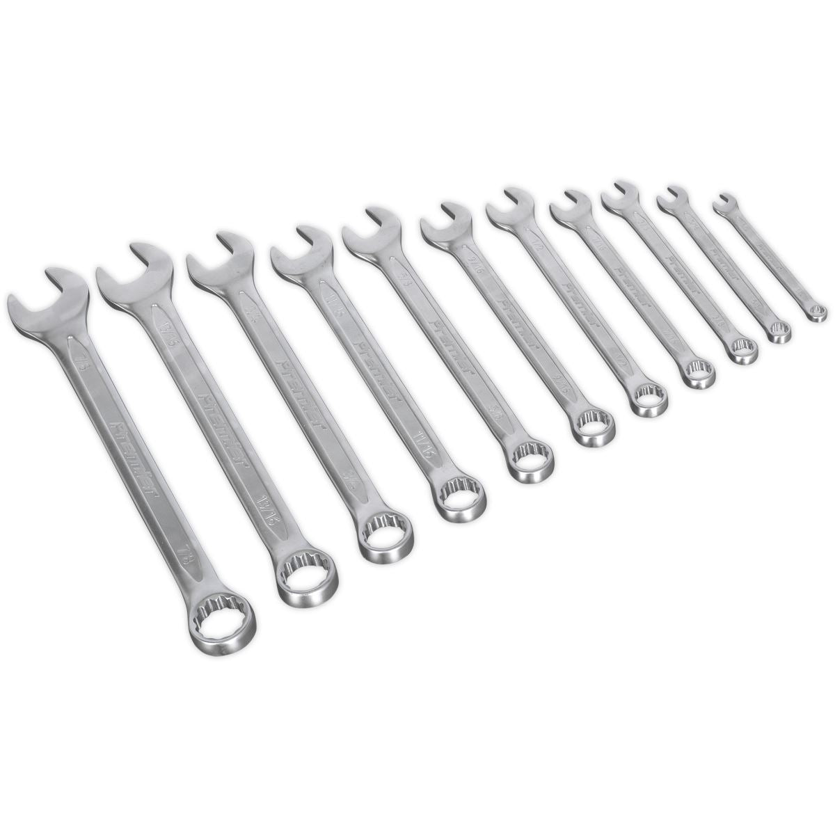 Sealey Premier 11 Piece Cold Stamped Combination Spanner Set Imperial 1/4"-7/8