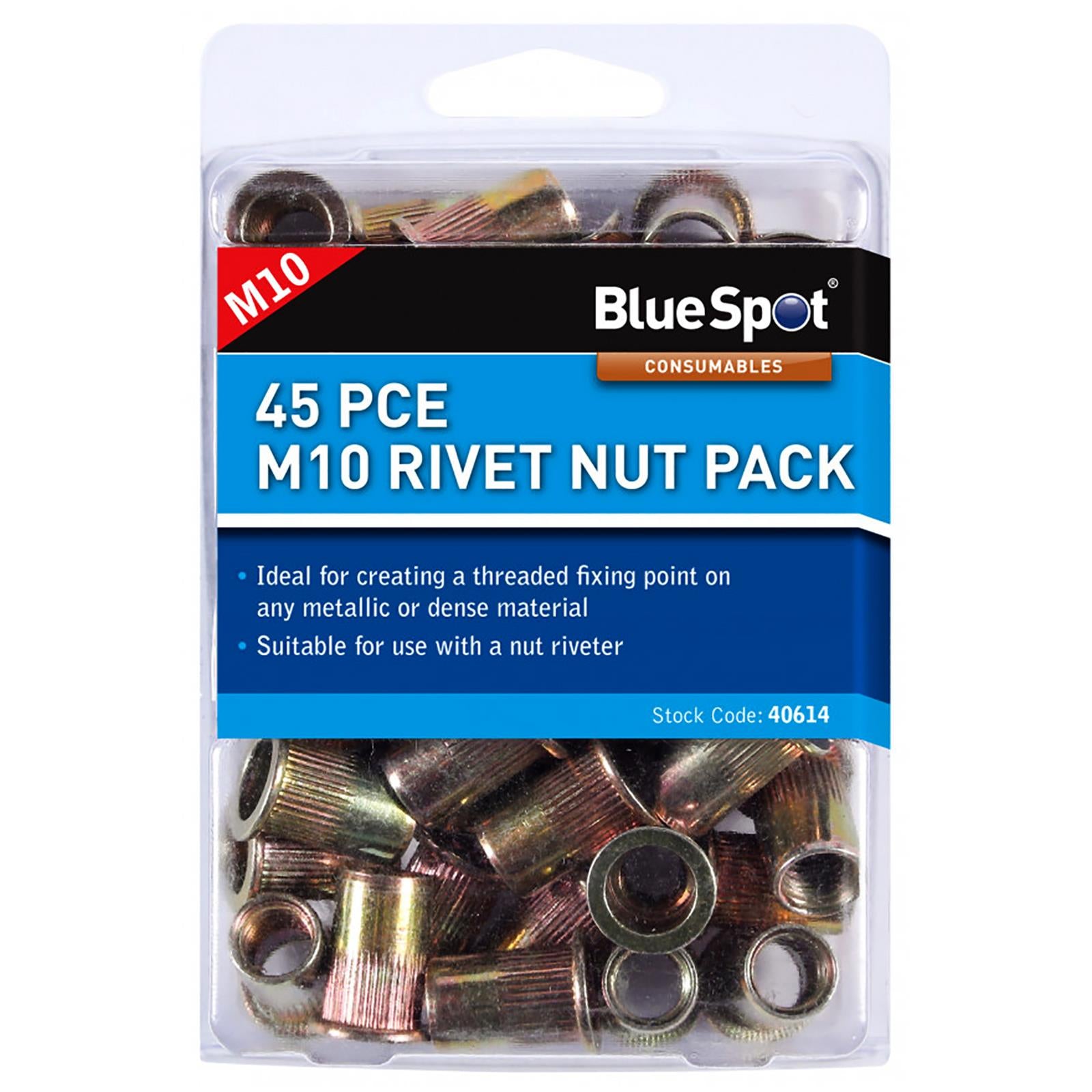 BlueSpot Rivet Nut Inserts Carbon Steel M6-M12 Individual Packs