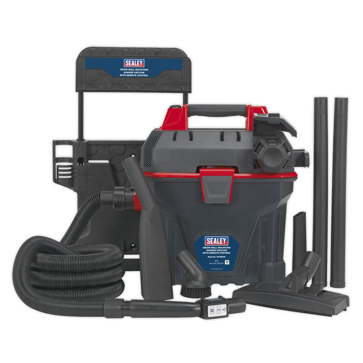 Sealey Garage Vacuum 1500W with Remote Control - Wall Mounting