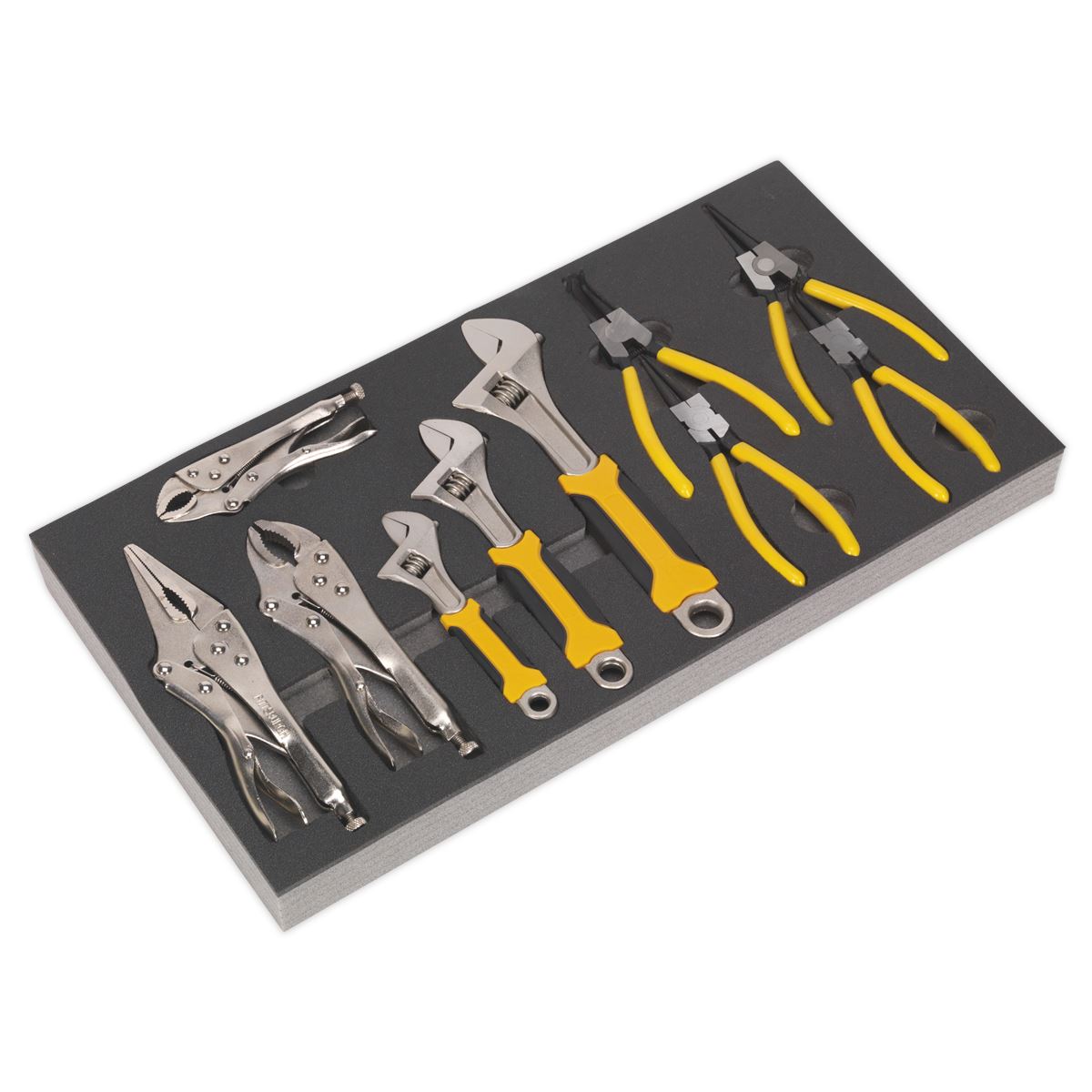Siegen by Sealey Tool Tray with Adjustable Wrench & Pliers Set 10pc